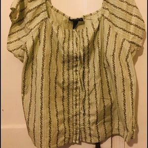 Plus Size 26/28 Lane Bryant Bohemian Light Green Floral Button Up